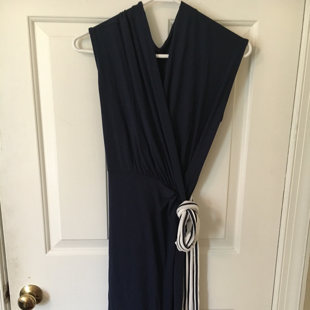 Seraphine Navy Blue Maternity Wrap Dress.